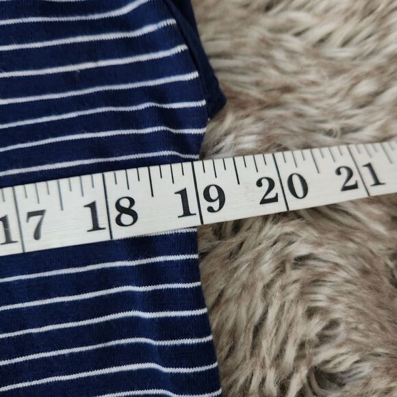 St. John's‎ Bay Cap Sleeve Lace Chest Blue and White Striped Top Women's Medium - Picture 9 of 9